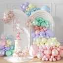 Pastel Rainbow Balloon Garland Arch Kit 126Pcs Double Stuffed Pearl Pink Blue Yellow Peach Purple Turquoise Clear Balloons for Birthday Party Baby Shower Gender Reveal Easter Spring Day Decorations
