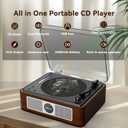 Retro Wooden CD Player for Home, Bluetooth Portable CD Player with Dual HiFi Speakers, 2600mAh Rechargeable CD Player for Home with Remote Control,Support SPDIF, USB/AUX,Headphone Jack,Optical Brown
