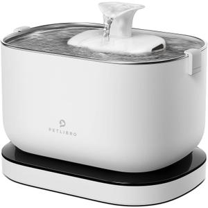 PETLIBRO Cat Water Fountain, Cordless Pet Water Fountain Battery Operated, 2.5L/84oz Dockstream Water Fountain for Cats Indoor, Cat Fountain with Stainless Steel Tray, Ultra-Quiet Dog Water Fountain (White)