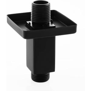 Straight Shower Arm with Flange Ceiling Mount Square Shower Extender for Fixed Shower Head 3 Inch Rainfall Shower Head Arm Extension, Matte Black