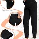 FABRACK Women's Maternity Jeans Mid-Rise Stretchy Boyfriend Jeans Pregnancy Denim Pants with Pockets (Black, XL)