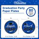 Graduation Party Dinnerware Blue Disposable Paper Plates for Congrats Grad Party Decorations, Serve 80