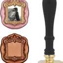 UNIQOOO 3D Relief Vintage Frame Wax Seal Stamp, Brass Sealing Stamp with Wood Handle, Decorative Envelope Sealer for Wedding Invitations, Gift Wrapping, Christmas Cards & DIY Crafts (QN09#)