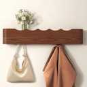 Wall Mounted Coat Rack with Shelf, Wooden Entryway Organizer with Hidden Metal Hooks for Hanging Coats Bags Keys, Modern Floating Shelf for Hallway Bathroom