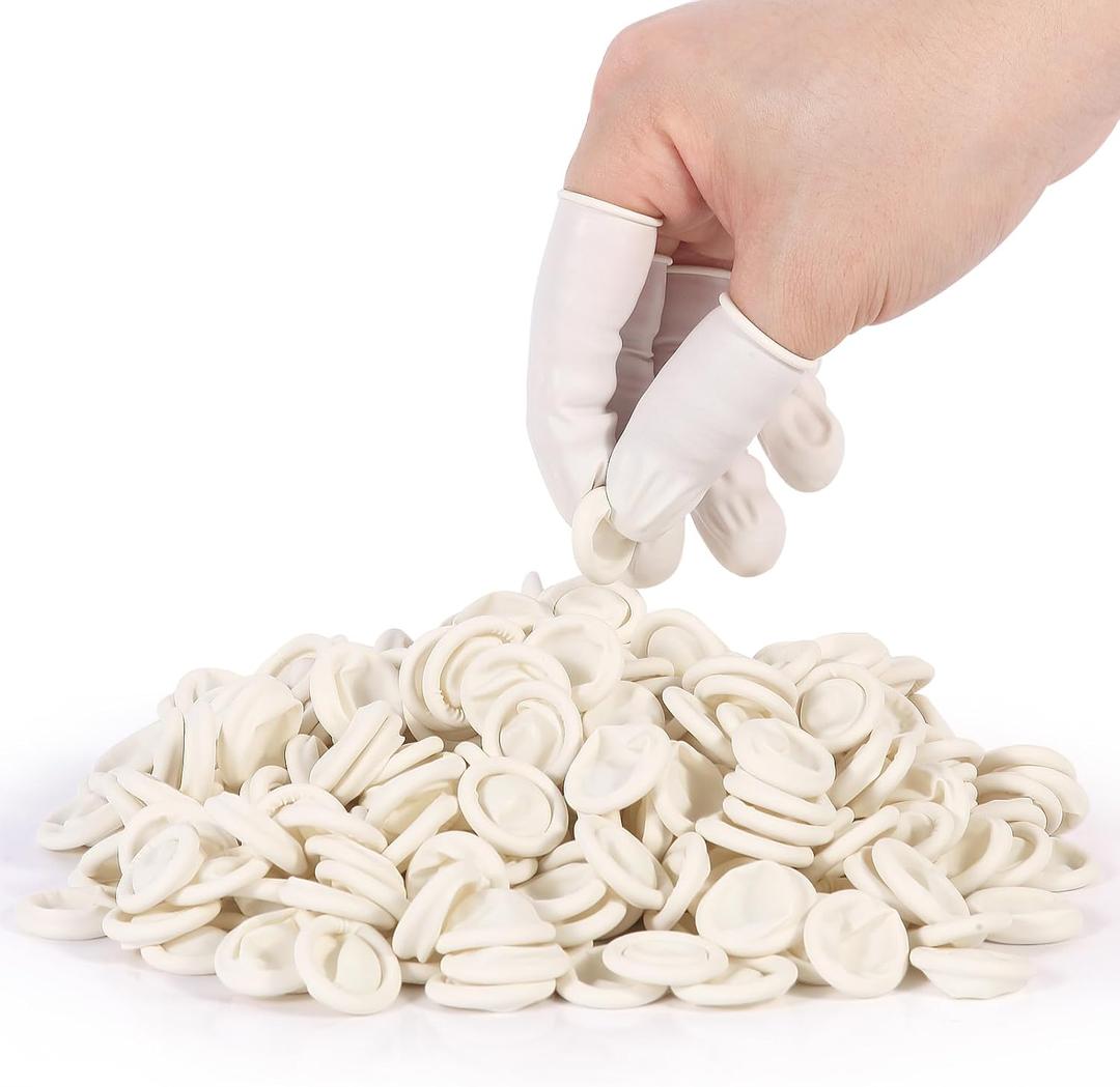 White Latex Finger Cots Finger Protectors, Disposable Medium-Sized Finger Gloves, Fingertip and Finger Sleeve Protector,Latex Thumb Protector for Finger Tips (210 PCS)