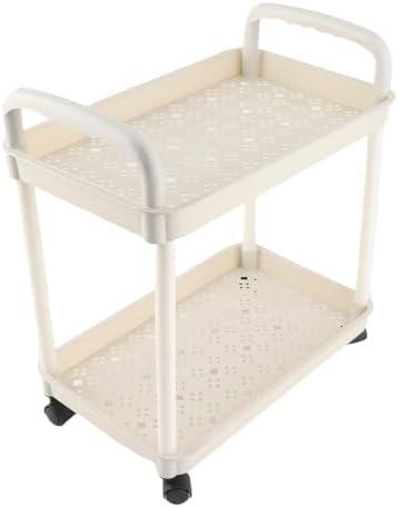 3 Tiers Plastic Rolling Utility Cart with Wheels, Layers White Hook Stable Tier Utility Cart Mobile for Living Room Bedroom Kitchen Carts Multi Functional Storage Trolley e Shelf