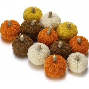 Soulchen 12 Pcs Small Christmas Plush Foam Pumpkins Plush Mini Pumpkins Decor for Christmas Table Centerpiece Farmhouse Xmas Mantel Decor