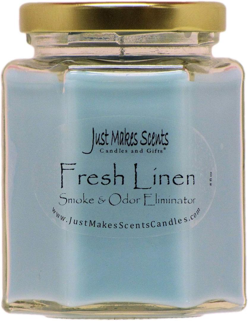 Fresh Linen Scented Smoke and Odor Eliminator Candle - Odor Eliminating Scented Candles for Home - Neutralizes Cigarette, Food, and Pet Smells - Hand Poured in The USA