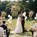 Metal Arch Backdrop Stand Set of 3(7.2 ft, 6.6 ft, 6 ft) Party Arch Stands for Wedding, Birthday, Baby Shower, Bridal Shower, Balloon Arched Frame for Garden Decor, Gold Floral Arches, 3 Pieces