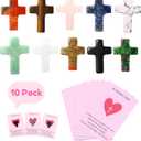 QianCannaor 10Pcs Cross Pocket Hug Cards with Natural Crystals  Faith-Based Valentine Bulk Gifts for Adults, Friends, Teachers & Loved Ones  Emotional & Inspirational Support, Encouragement, Valentines, Office & Holiday Gift (Cross 10Pcs)