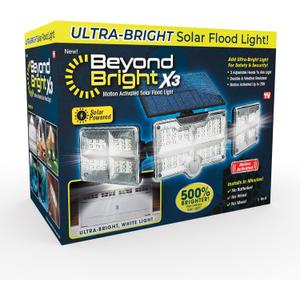 Ontel Beyond Bright X3 Motion Activated Solar Flood Light - Ultra-Bright, Solar-Powered, Weather-Resistant Light with 3 Adjustable Heads & 122 LEDs - Maximum Security for Porch, Deck, Yard & More Ontel Beyond Bright X3 Motion Activated Solar Flood Light - Ultra-Bright, Solar-Powered, Weather-Resistant Light with 3 Adjustable Heads & 122 LEDs - Maximum Security for Porch, Deck, Yard & More