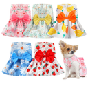 5 Pieces Dog Clothes Girl Dog Dresses Floral Puppy Dresses Pet Cat Princess Bowknot Clothes Cute Puppy Summer Outfits for Yorkie Female Cat Pets, 5 Styles XS