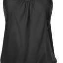 Yonique Womens Blouson Tankini Top Only Loose Fit Swim Top No Bottom Modest Swimsuit XXL, Black