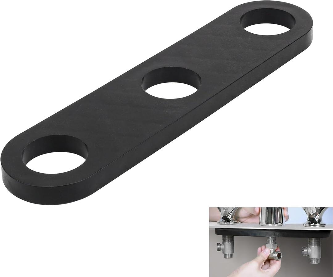 EAORBD Faucet Stabilization Plate for Delta Rp37490 Victorian Sink Retaining Plate, Faucet Reinforcement Plate Baseplate 3 Hole Under Sink Faucet Bracket, Black