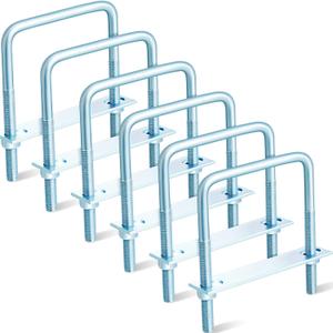 Zonon 6 Pcs 3/8" x 4" x 5" Square U Bolt with Frame Plates and Nuts Zinc Plated U Clamp Bolts for Boat Trailer Tube Rectangular Wood Industrial Supplies and Metal Object