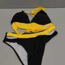 Women's Color Matching Sexy Two-Piece Swimsuit, Waist Cutout Bikini Set (Orange+white)