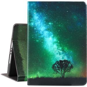 Case for iPad 9th Generation, Case for IPad 8th Generation, Case for iPad 7th Generation 10.2 Inch, Multi-Angle View with Adjustable Stand Auto Wake/Sleep(Green Galaxy)