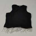 Womens Nashville Sparkly Rhinestone Fringe Sleeveless Crop Tops Y2K Raceback Ribbed Cropped Tank Tops with Glitter Tassel Small