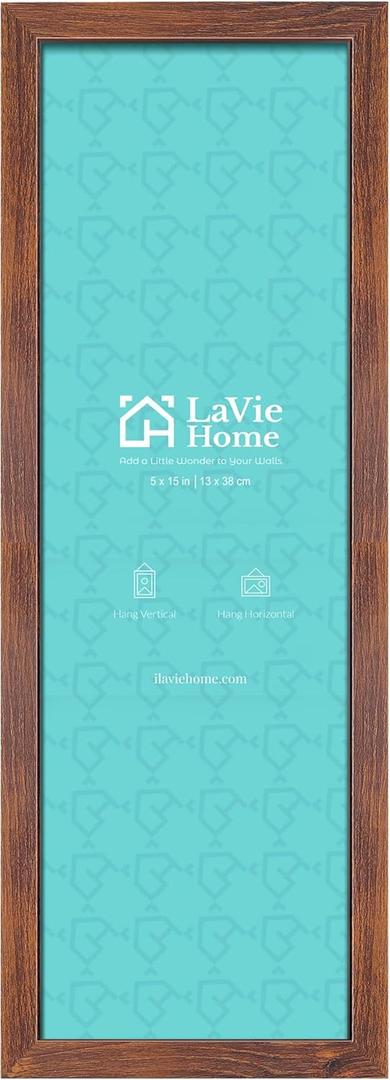 LaVie Home 5x15 Picture Frame Brown Poster Frame, Stable and Sturdy Frame and Polished Plexiglass, Horizontal and Vertical Format of The Walls 1 Pack