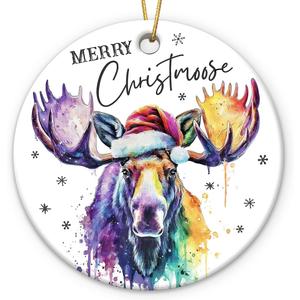 9 x Colorful Moose Christmas Ornaments 2025 - Animal Lovers Gifts for Women and Men, Unique Moose Gifts, Christmas Tree Deer Decor