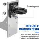 4-Bolt Pintle Hitch Lunette Ring, I.D. 3 inch, Towing Weight 60000 lbs, Black Heavy Duty Steel with 6 inch Bolt Base for Truck Trailer