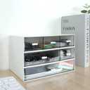 3 Tier Stackable Desk Organizer With 6 Drawers - Plastic Storage for Makeup and Desktop Organization (White)