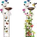 57" Height Metal Bird Bath with Trellis for Outdoor, Vintage Decorative Bird Baths, Small Garden Plant Support, Antique BirdBath for Climbing Plants with Detachable Iron Bowl (Butterfly)