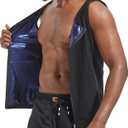 Sauna Sweat Suits Shirt Vest Waist Trainer for Men Compression Workout Shapewear Excersize Gym Clothes Working Out (2XL3XL, Black)