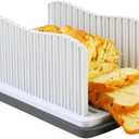 Professional Bread Slicer with Adjustable Guide, Foldable Cutter for Homemade Loafs, Bagels, Crumb Catcher Tray, Dishwasher Safe, Effortless Thick/Thin Slices