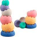 Stacking Balls Soft Toys for Babies 6 12 18 Months 1 Year Old Girls Boys - Toddlers Sensory Educational Montessori Baby Blocks - Infant Newborn Teething Learning Stacker Cups-Easter Basket 6 Pcs