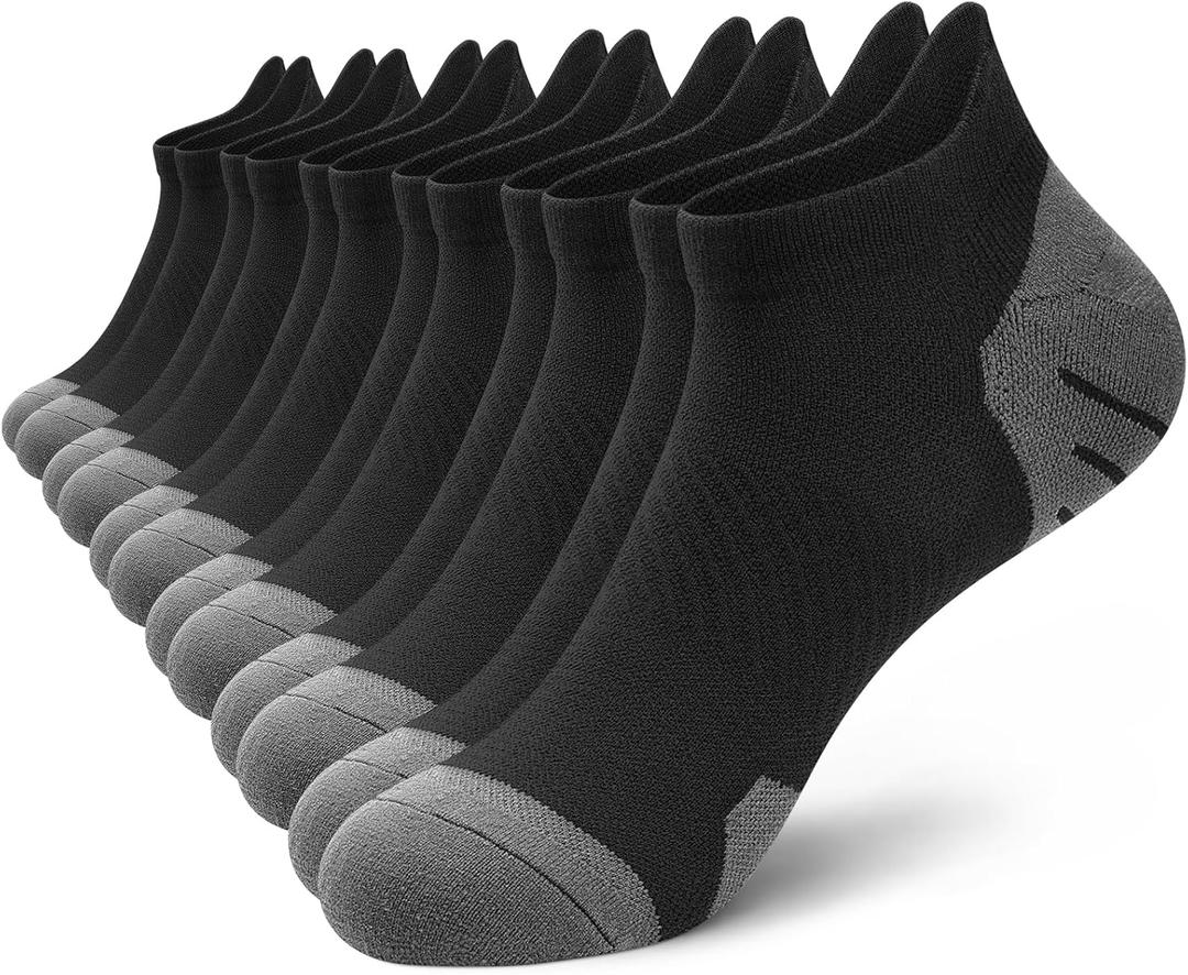 PAPLUS 6 Pairs Ankle Compression Socks for Women, Cushioned Running Socks with Arch Support, Low Cut, Targeted Compression (Large-X-Large)