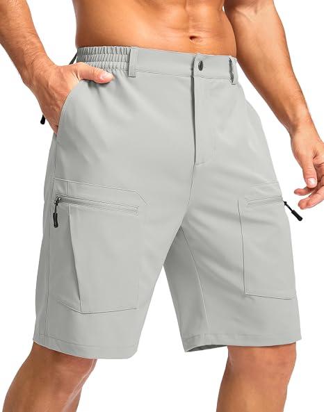 Pudolla Men's Hiking Cargo Shorts 9" Lightweight Stretch Travel Work Shorts for Men Outdoor Casual with 5 Pockets
, Large 