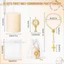 MTLEE 16 Set First Communion Candle Bulk, Catholic Baptism Party Favors for Guests, Mini Rosary White First Holy Communion Candles with Chalice Emblem Organza Bags for Christening Religiosos Gift
