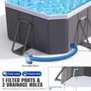114.2" Foldable Dog Pool & Bath Tub for Large Dogs, Non-Inflatable Hard-Sided Pet Pool, Large Dog Bathing Tub with Reinforced Frame, Filter Port & Easy Drain, Grey