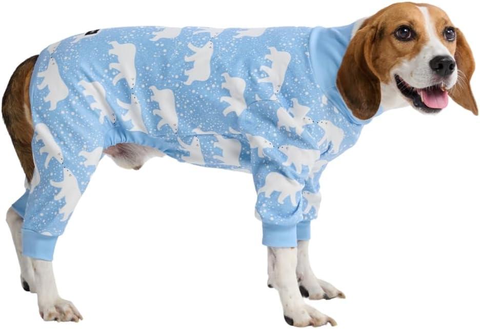 Spark Paws Dog Pajama, Dog Recovery Suit Male, Onesie, Ultra-Soft and 4-Way Stretch - Snowy Polar Bear -2XL: 35-55lbs