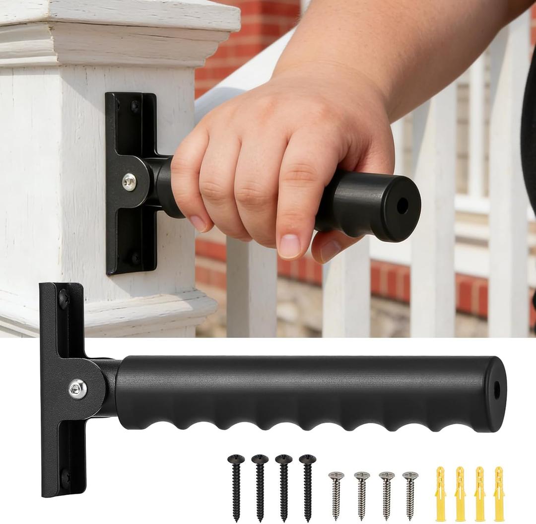 Doorway Flip Up Grab Bars for Wall, 9" Long Grip Handle Supports Up to 300LBS Grab Bars for Seniors, Elderly, Disabled, Non-Slip Assist Hand Railsfor Wall, Doorway, Stairs(1 Pack)