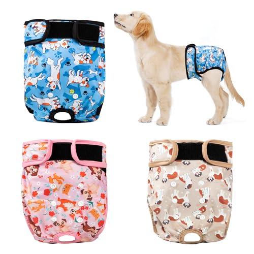 ZINGTERRA 3Pack Reusable Diapers for Female Dog, Washable Diaper for Doggie,Highly Absorbent Dog Diaper,Adjustable Leakproof Puppy Diapers Skirt for Heat,Incontinence,Period Doggy Nappies, XXL