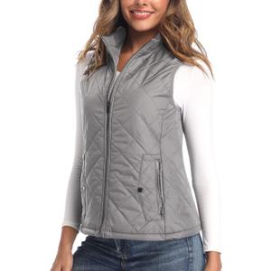 Argstar Women's Vest, Quilted Lightweight Zip Pockets Padded Gilet (XS-2XL) (Large, Gray)