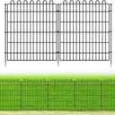 10 Panels No Dig Decorative Garden Fence for Yard, 32 in(H) X 23.6 ft(L) Animal Barrier Fencing for Outdoor Dog, Metal Portable Garden Fences for Borders, Pets, Landscape, Temporary Fence