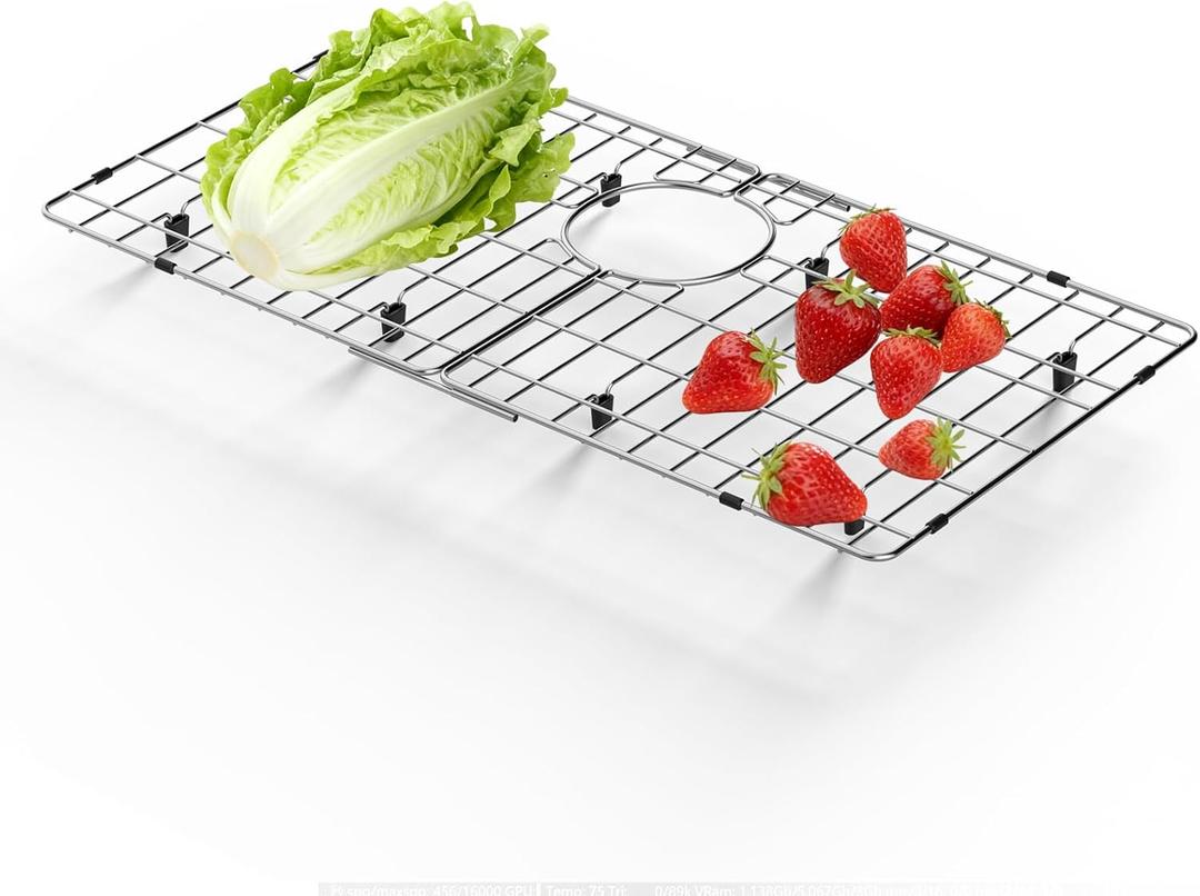 Sink Protectors for Kitchen Sink 26" x 14" Stainless Steel Sink Rack for Bottom of Sink Rear Drain Metal Large Sink Grid