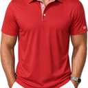 SWISSWELL Mens Long Sleeve Shirts Button Down Business Casual Shirt, Red Large