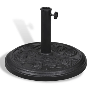 Outdoor Semicircle Umbrella Base Stand Holder for Half Patio Umbrella Installation Sturdy Solid Resin Half Round Parasol Base Lawn Beach Wall Side Bar Table Rust-Resistant Black (Black Semi-Circle)