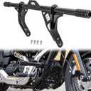 Wsays Front Engine Guard Crash Bar Flat-Out Highway Peg Bar Compatible with Harley Dyna Fat Bob Street Bob Super Glide Low Rider with Mid Control 2006-2017 Models (Gloss Black)