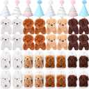 20 Pcs Mini Stuffed Animals Set Includes 20 Birthday Hats 20 Kraft Paper Boxes for Animal Theme Birthday Party Supplies Favors Gifts(White,Cute)