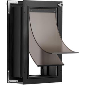 Dog Door for Wall, Large Doggy Door, All Aluminum Doggie Door, Pet Door Wall, 2 Magnetic Flaps Energy Efficient, Telescoping Tunnel for Interior & Exterior Walls, Pet Up to 110 Lb-Black