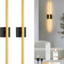 Wireless Battery Operated Wall Sconces Set of 2, 10000mAh Rechargeable LED Wall Lights with Remote Control, Gold 3000K-6000K Dimmable Timing Modern Wall Lamp for Living Room Bedroom, 31.5 inch