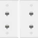 VCE UL Listed Ethernet Wall Plate 2-Port, CAT6 Wall Plate and Jack, RJ45 Keystone Inline Coupler with Keystone Ethernet Outlet, White 2-Pack