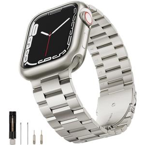 SUNFWR Compatible with Apple Watch Band 44mm 45mm 42mm 46mm 49mm for Men Women, Stainless Steel Metal iWatch Band for Apple Watch Series 11/10/9/8/7/6/5/4/3/2/1/SE/SE2/SE3 Ultra3/2/1 (No case) (Starlight)