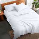 GOKOCO Luxury Soft 4 Piece Sheet Set - 100% Egyptian Cotton King Size Bed Sheet Set, Super Soft Sateen Weave, Fit Mattress 12'' Deep Pocket - White Solid Luxury Sheet Set