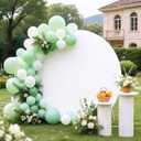 7.2FT White Round Wedding Backdrop Cover,Circle Balloon Arch Backgound Stand Cover for Birthday Party Baby Shower Halloween Decoration